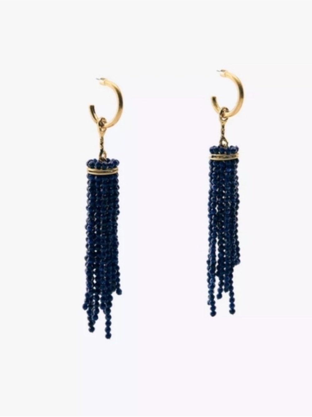 Nwt- Zara Gold Hoop Earrings Beaded Tassels